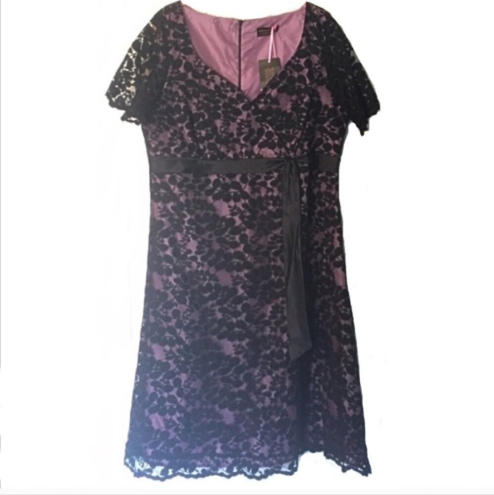 Anna Scholz Black & Purple Lace Dress Simply Be